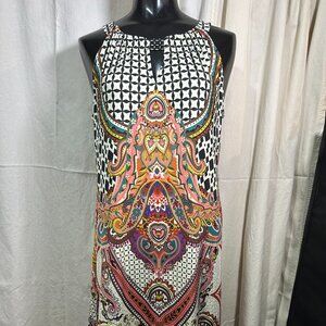 Isle By Melis Kozan Women’s Midi Dress Made In Turkey Size L Paisley Geometric